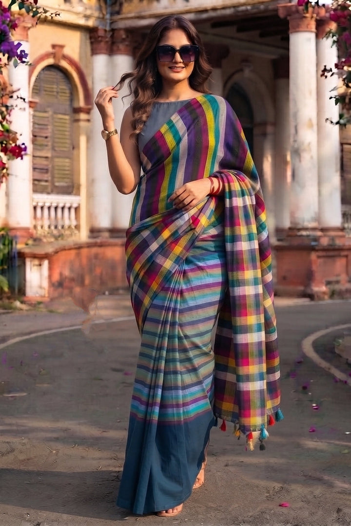 Saptaranga Khadi Cotton Saree
