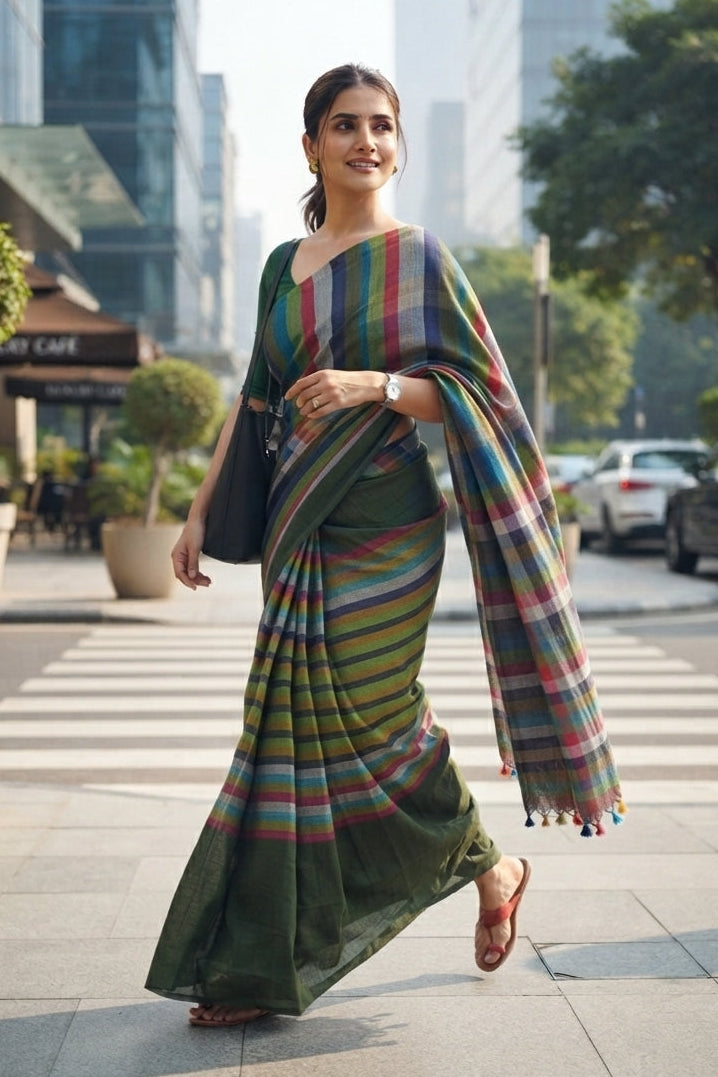 Saptaranga Khadi Cotton Saree