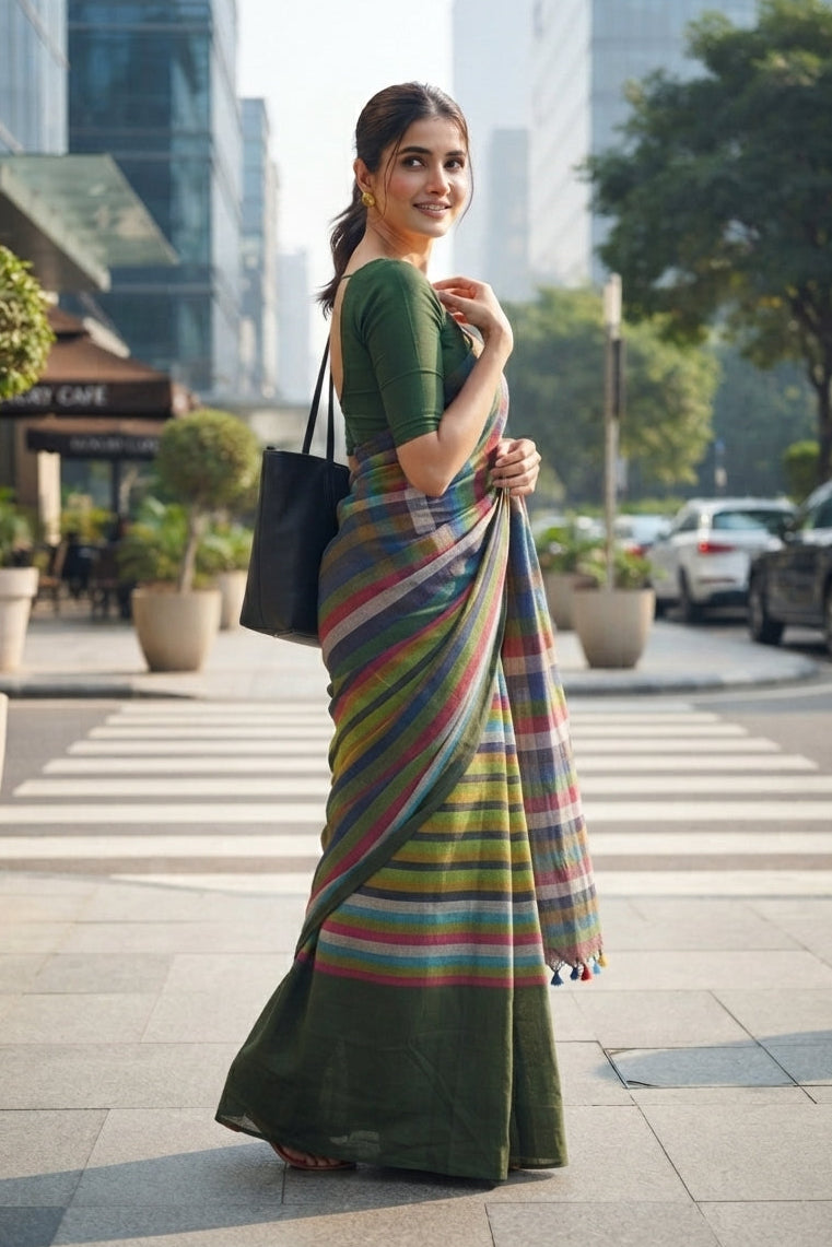 Saptaranga Khadi Cotton Saree