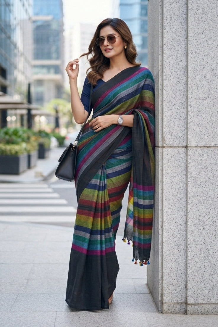Saptaranga Khadi Cotton Saree