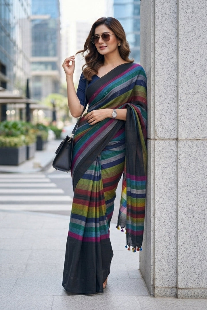 Saptaranga Khadi Cotton Saree