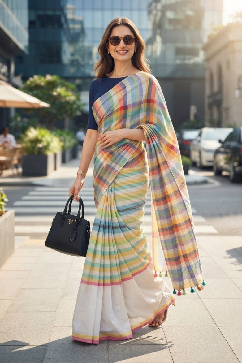 Saptaranga Khadi Cotton Saree