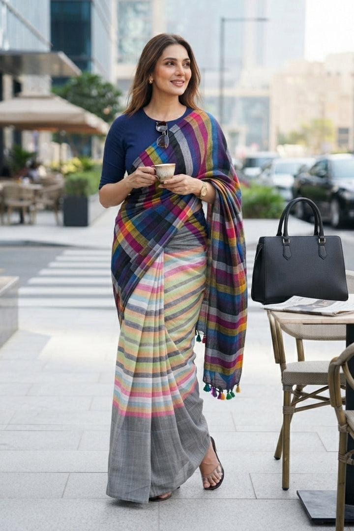 Saptaranga Khadi Cotton Saree