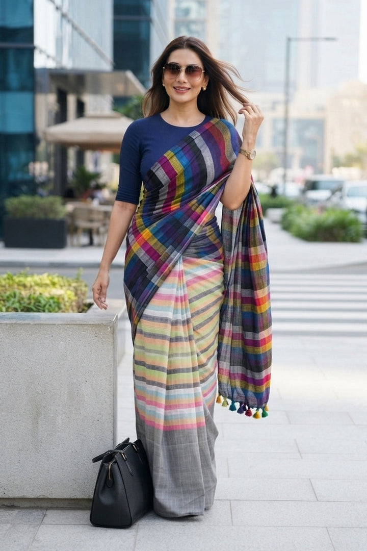 Saptaranga Khadi Cotton Saree