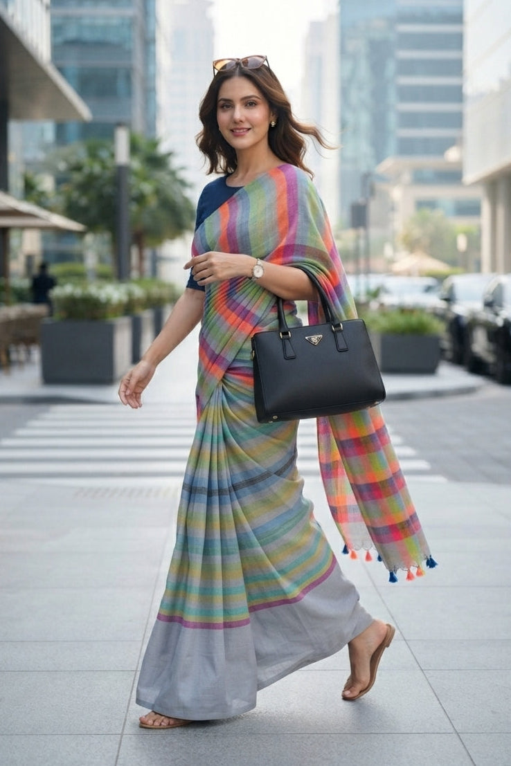 Saptaranga Khadi Cotton Saree