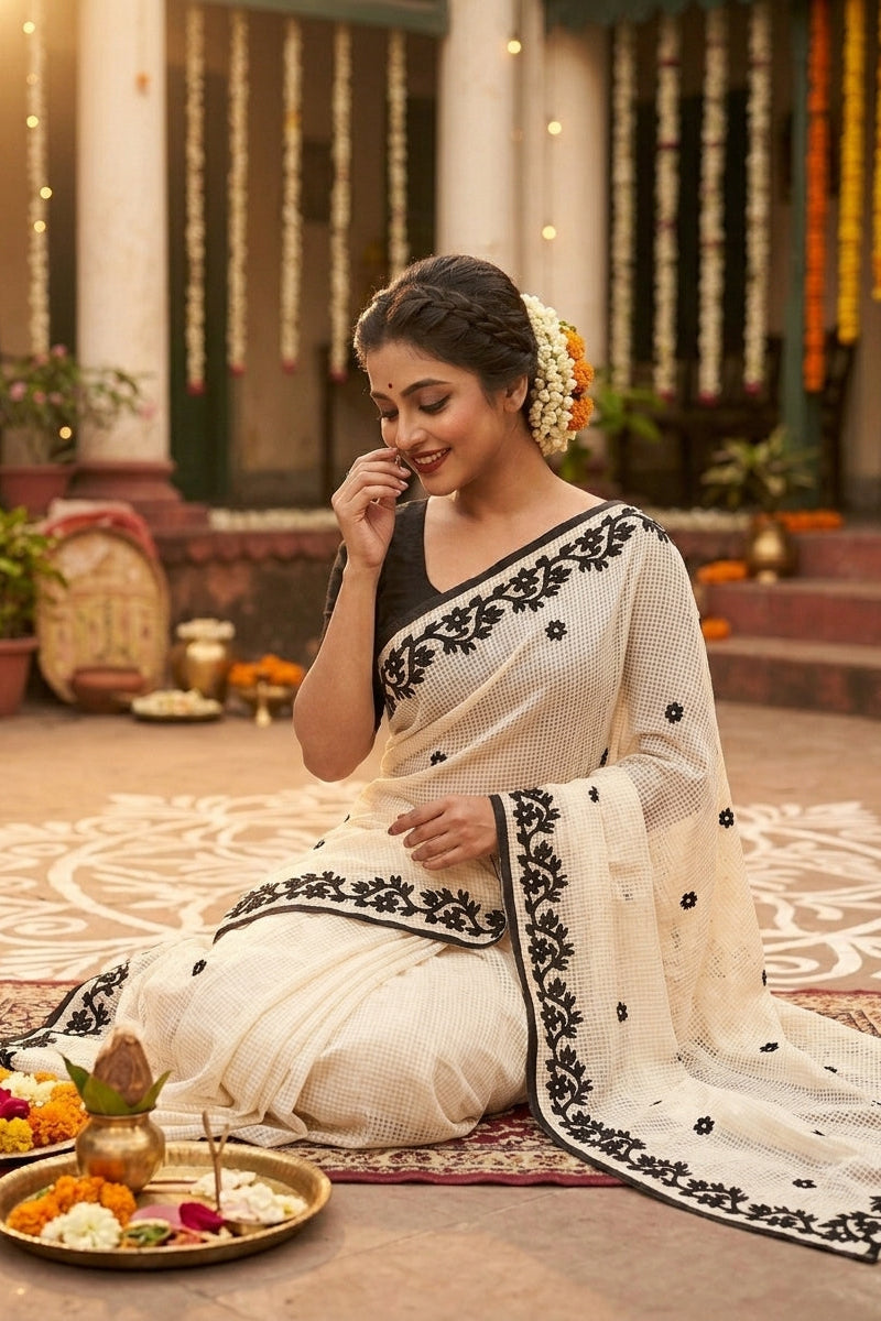 Hridoy rekha Kota Applique Saree