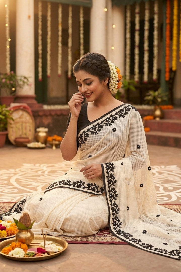 Hridoy rekha Kota Applique Saree