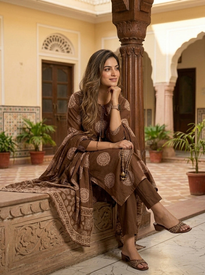 Majestic Plum Cotton Kurti Set