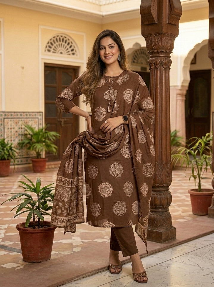 Majestic Plum Cotton Kurti Set