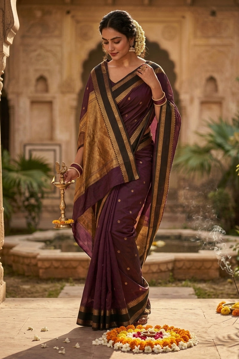 Starlit Romance Designer Katan Silk Saree