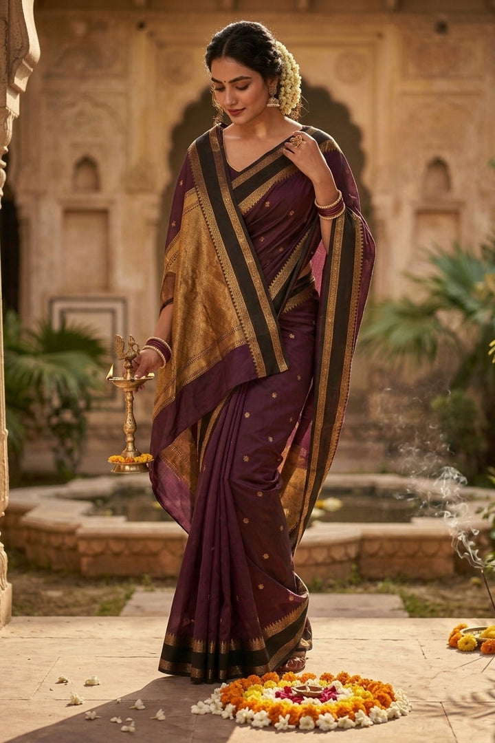 Starlit Romance Designer Katan Silk Saree