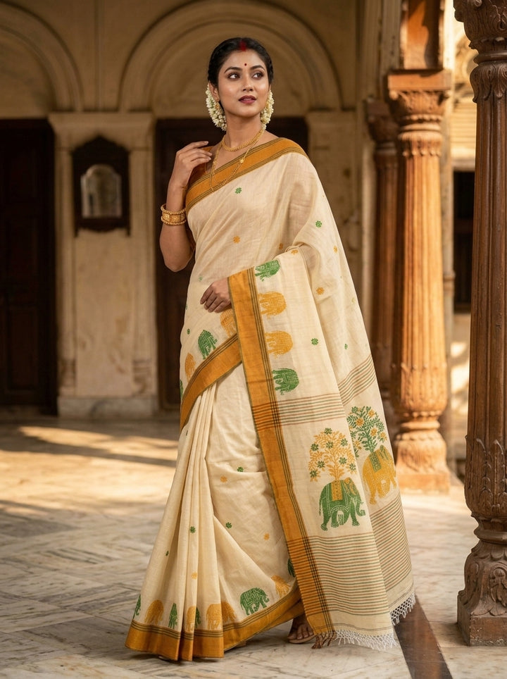 Rangrez Gajini khadi Jamdani Saree