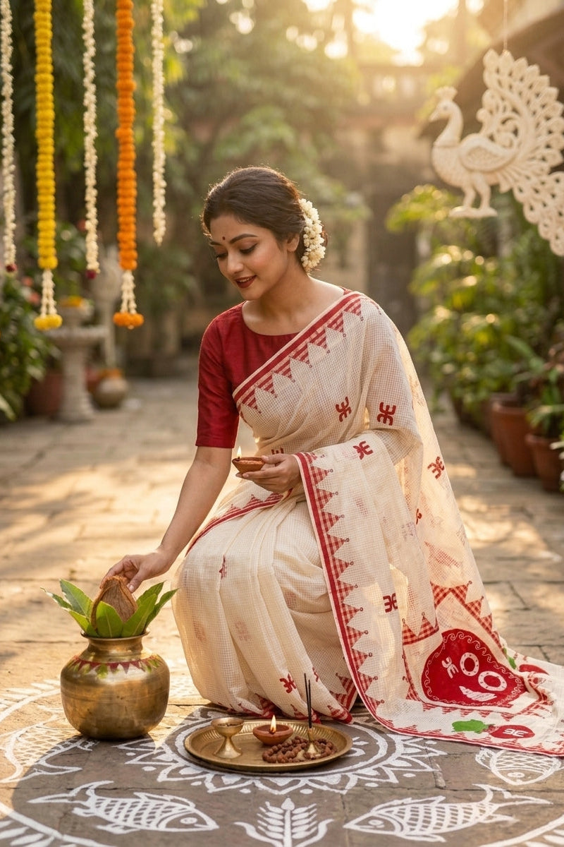 Shubhanjali Kota Applique Saree
