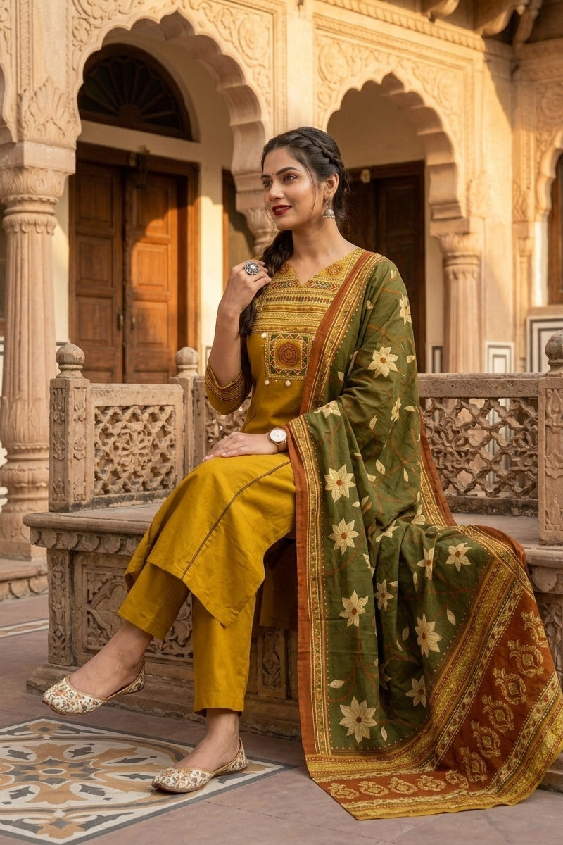 Twist And Turn Cotton Kurti Set