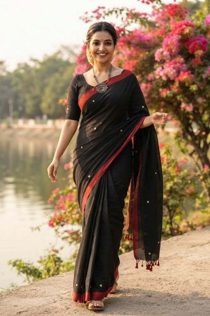 Black Gini Bengal Khadi Saree