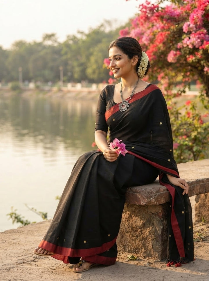 Black Gini Bengal Khadi Saree