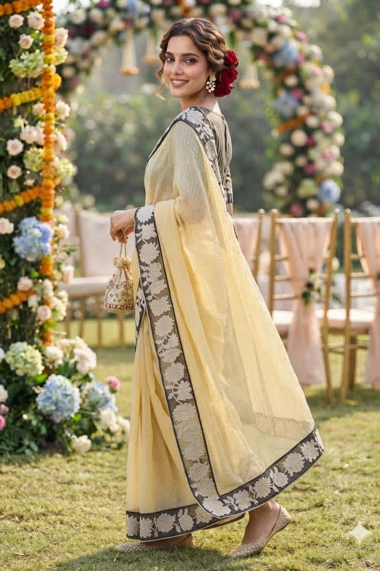 Soft Sand Gold Tissue Silk Saree