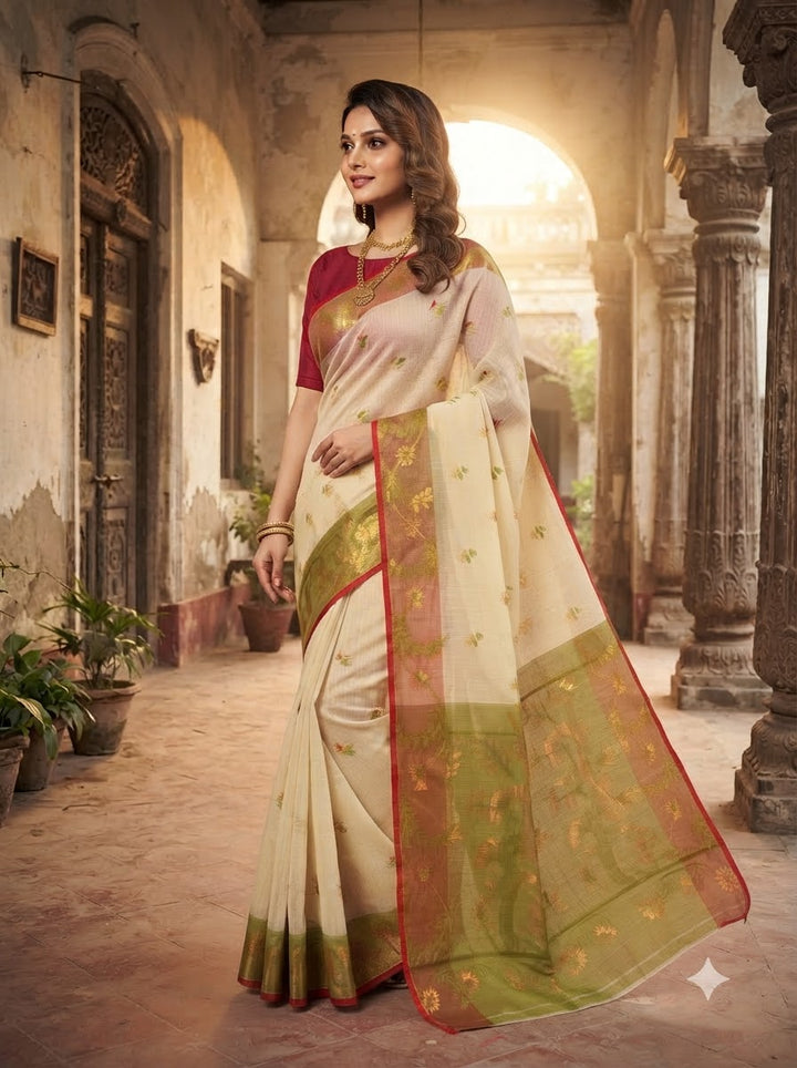 Olive Blossom Heritage Saree