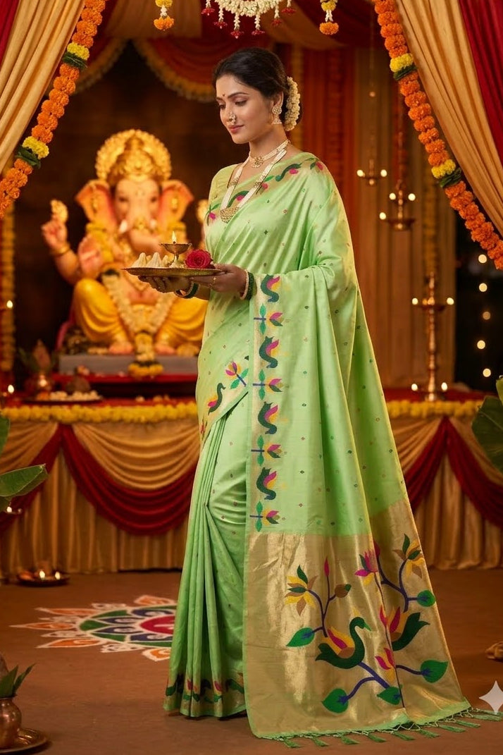 Meherika Khadi Silk Saree With Minakari Zari Border & Designer Zari Pallu