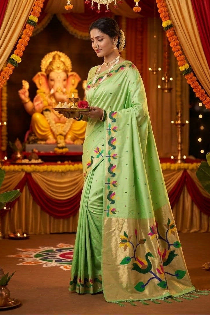 Meherika Khadi Silk Saree With Minakari Zari Border & Designer Zari Pallu