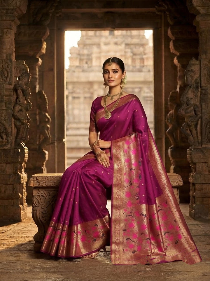 Gilded Majesty- Kanchivaram Paithani Silk (Semi) Saree