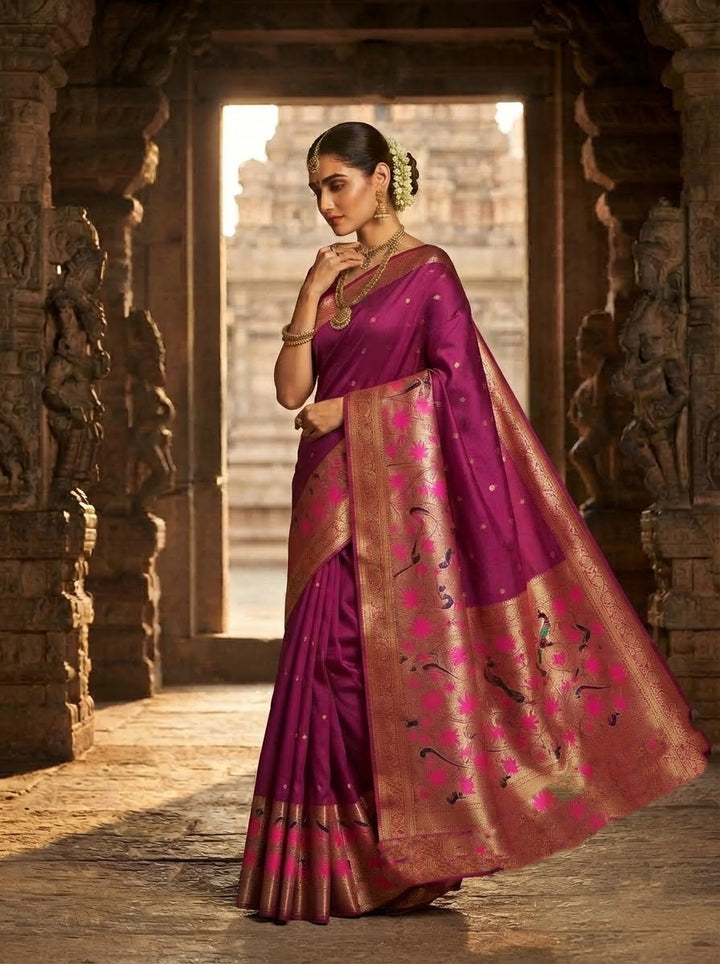 Gilded Majesty- Kanchivaram Paithani Silk (Semi) Saree