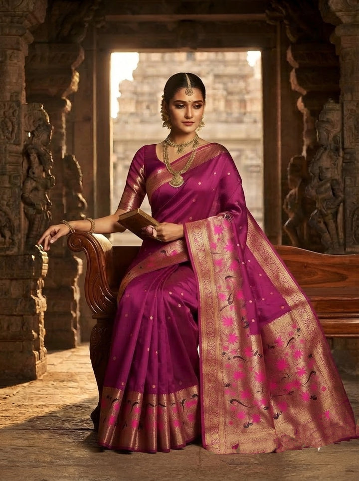 Gilded Majesty- Kanchivaram Paithani Silk (Semi) Saree
