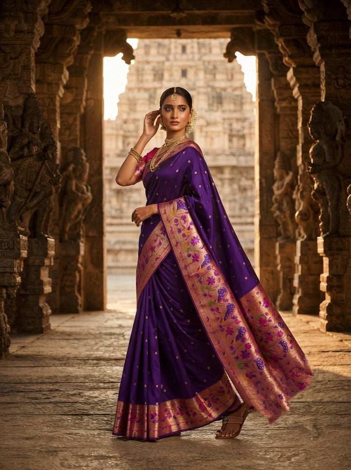 Gilded Majesty- Kanchivaram Paithani Silk (Semi) Saree