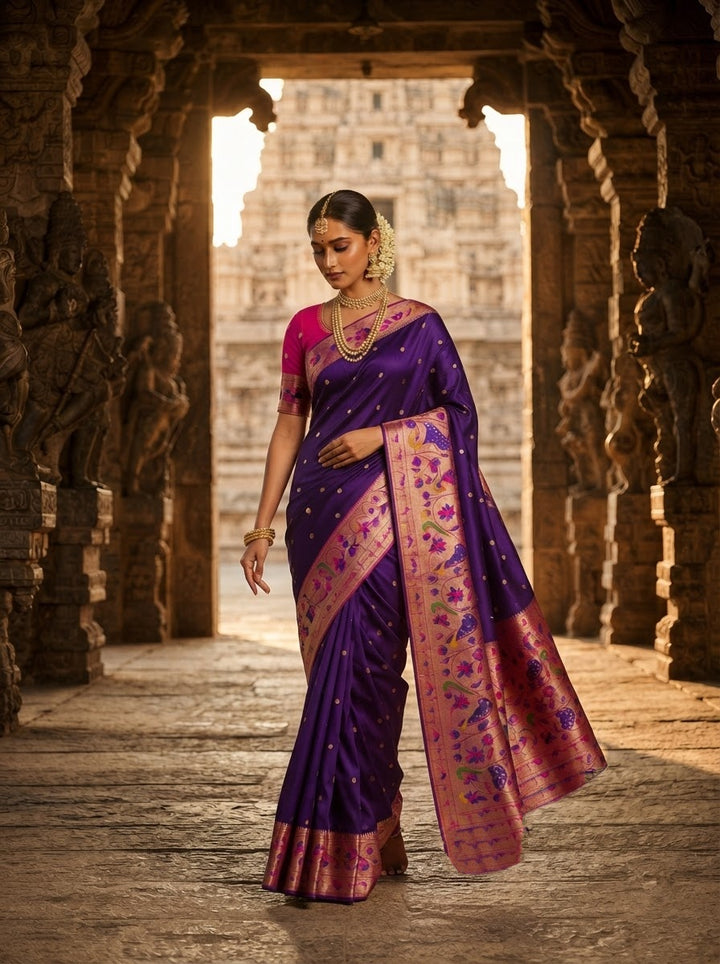 Gilded Majesty- Kanchivaram Paithani Silk (Semi) Saree