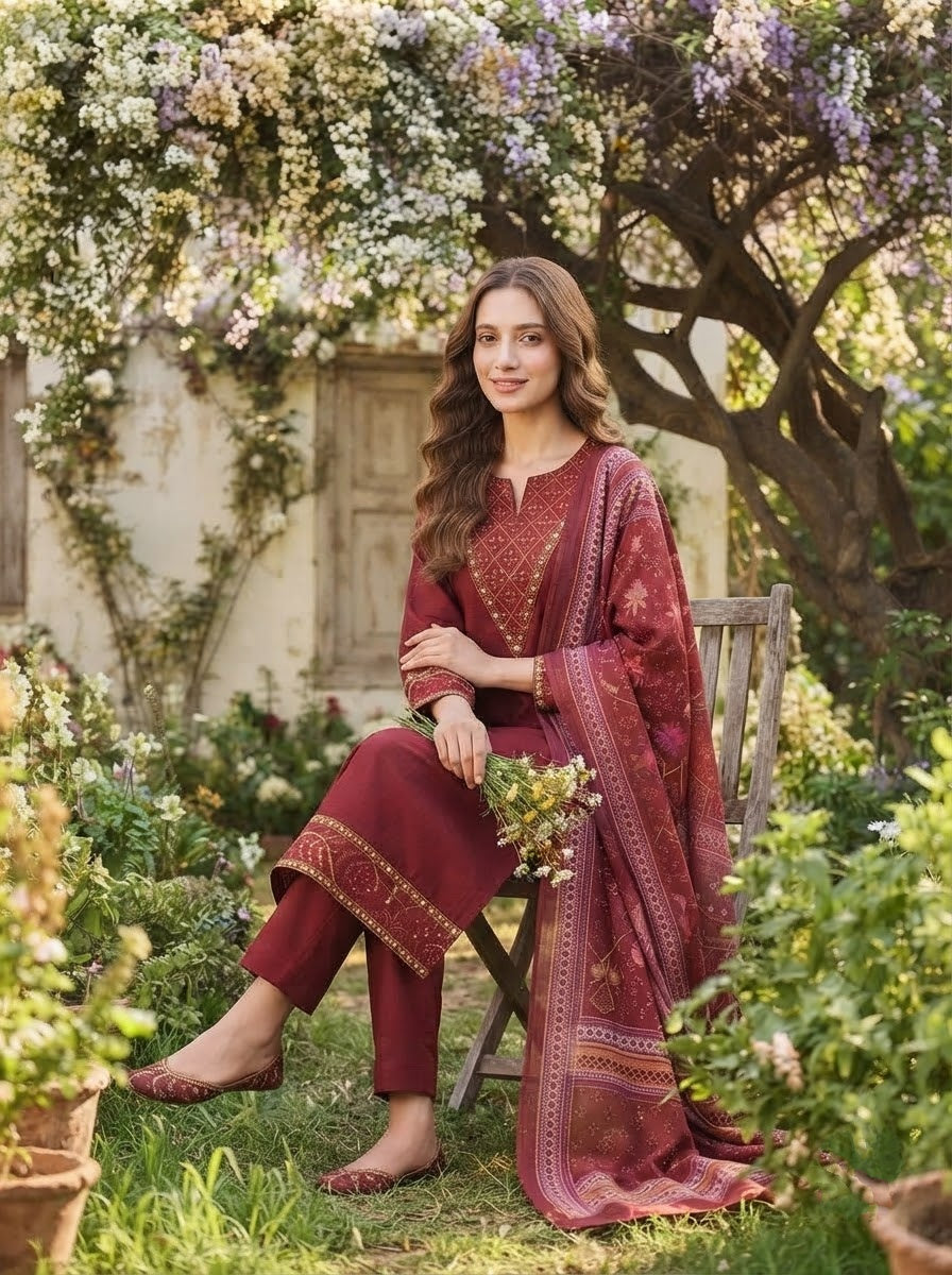 Set to Shine-Premium Cotton Kurti Set with Dupatta