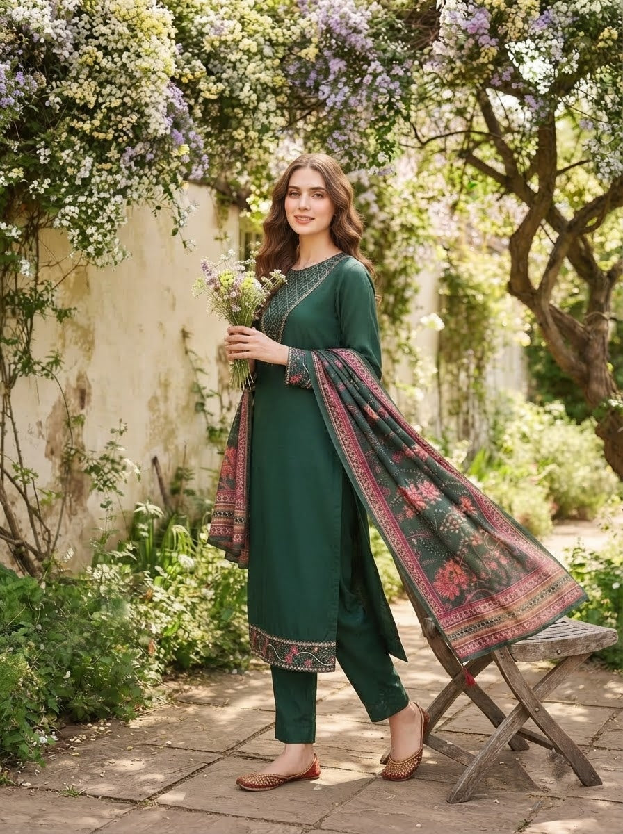 Set to Shine-Premium Cotton Kurti Set with Dupatta