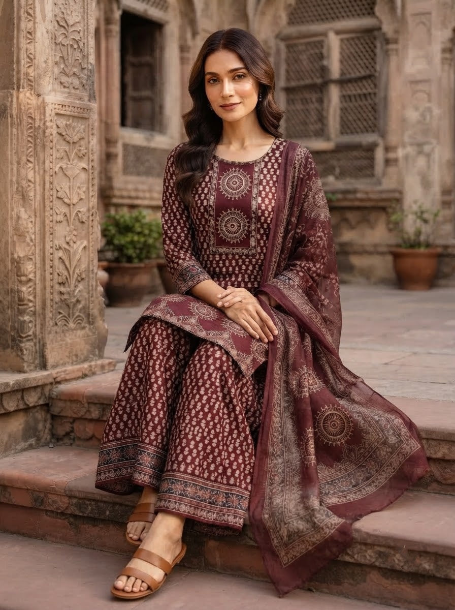Floral Fable Cotton Kurti Set