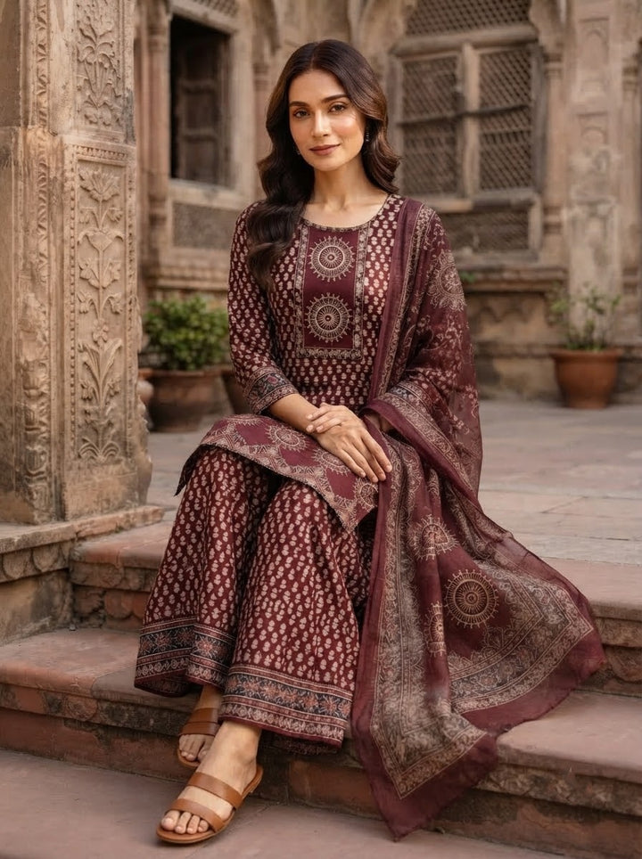 Floral Fable Cotton Kurti Set
