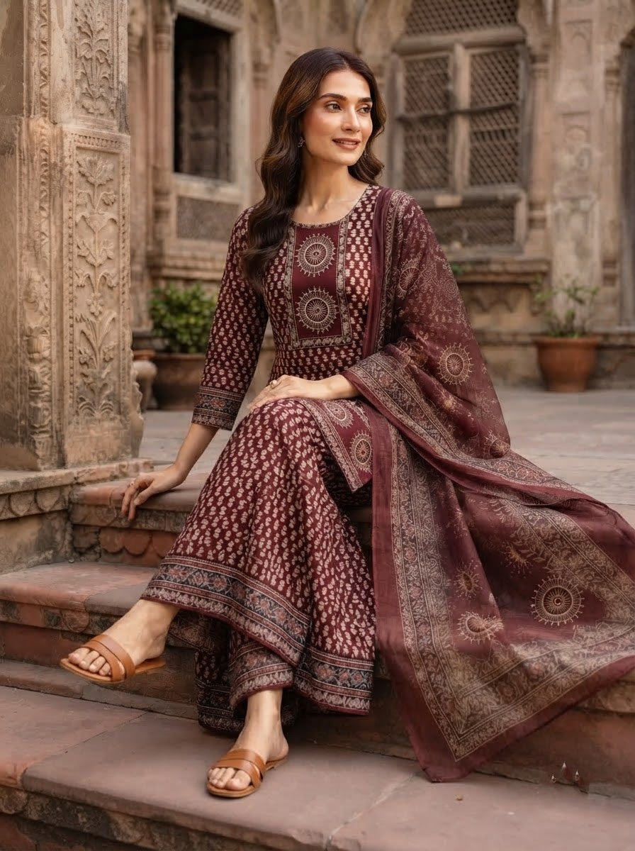 Floral Fable Cotton Kurti Set
