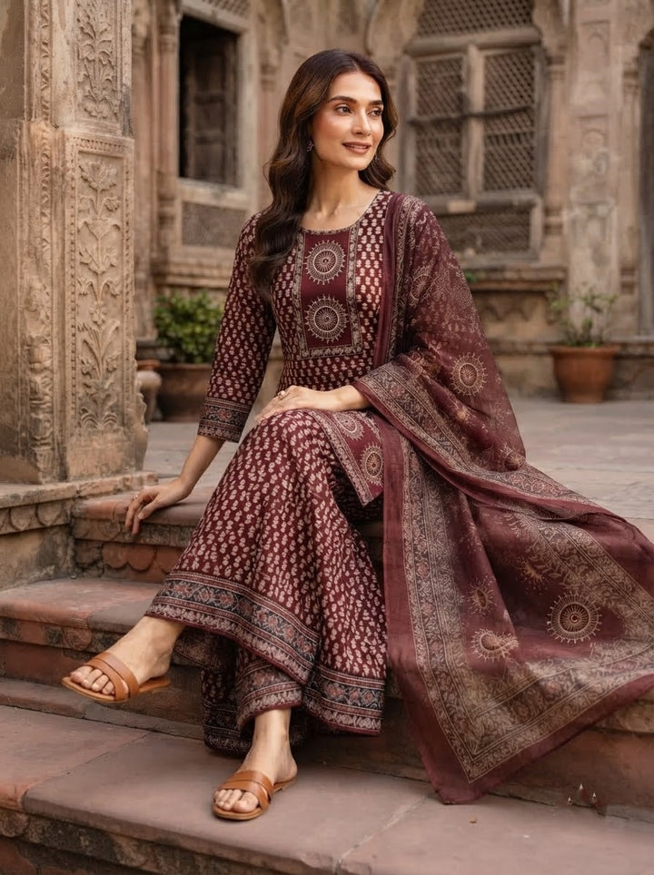 Floral Fable Cotton Kurti Set