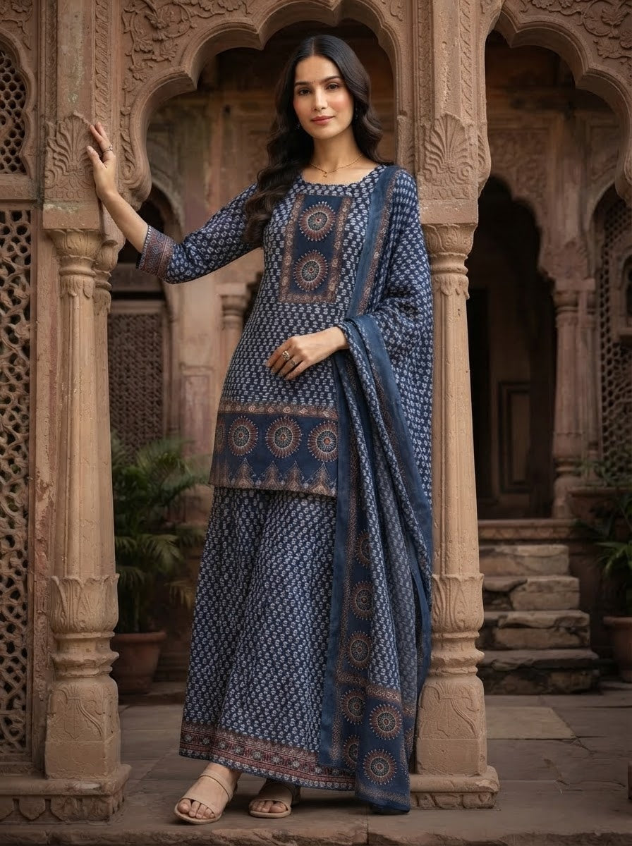 Floral Fable Cotton Kurti Set
