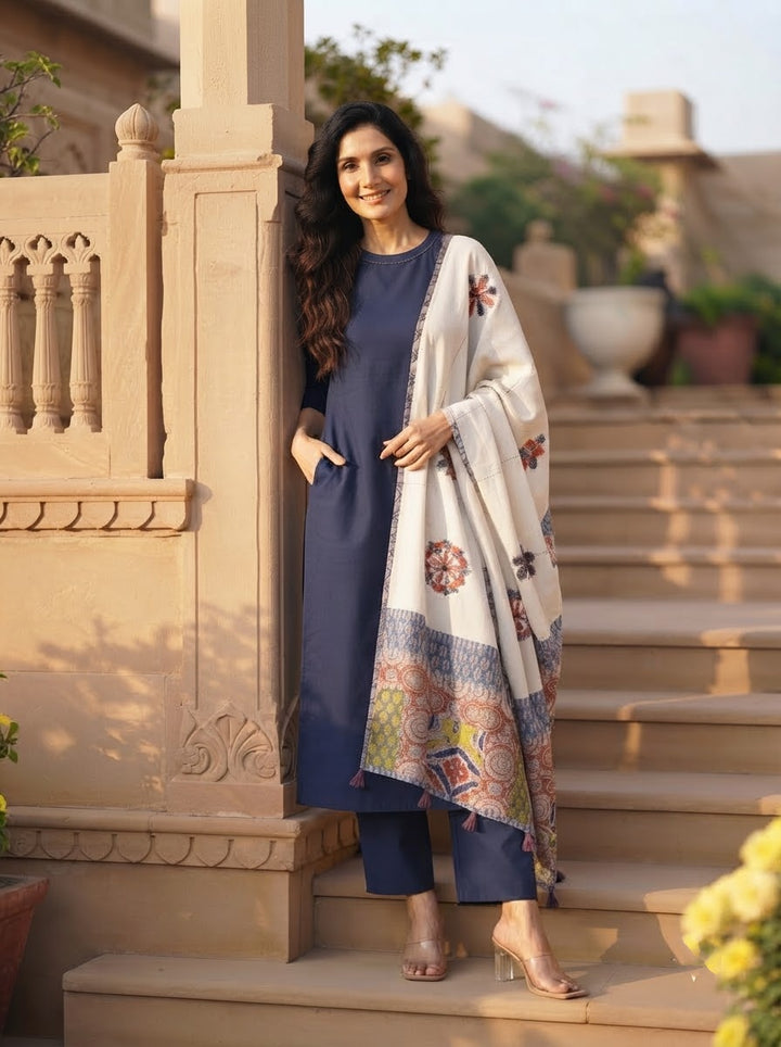 Soft Bloom 3 Pcs Kurti Set