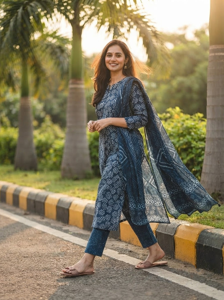 Petal Grace 3 Pcs Cotton Kurti Set