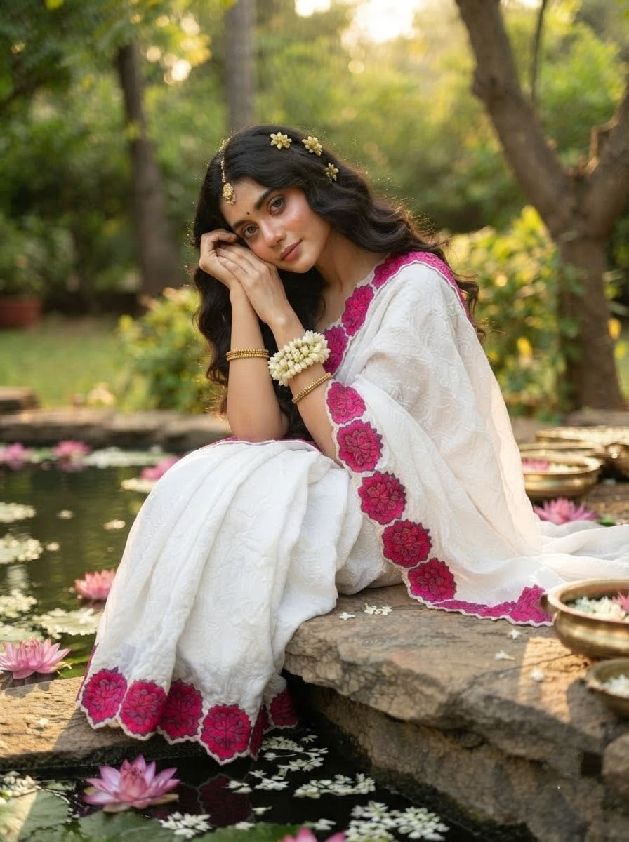 Lotus Whisper Crush Silk Saree