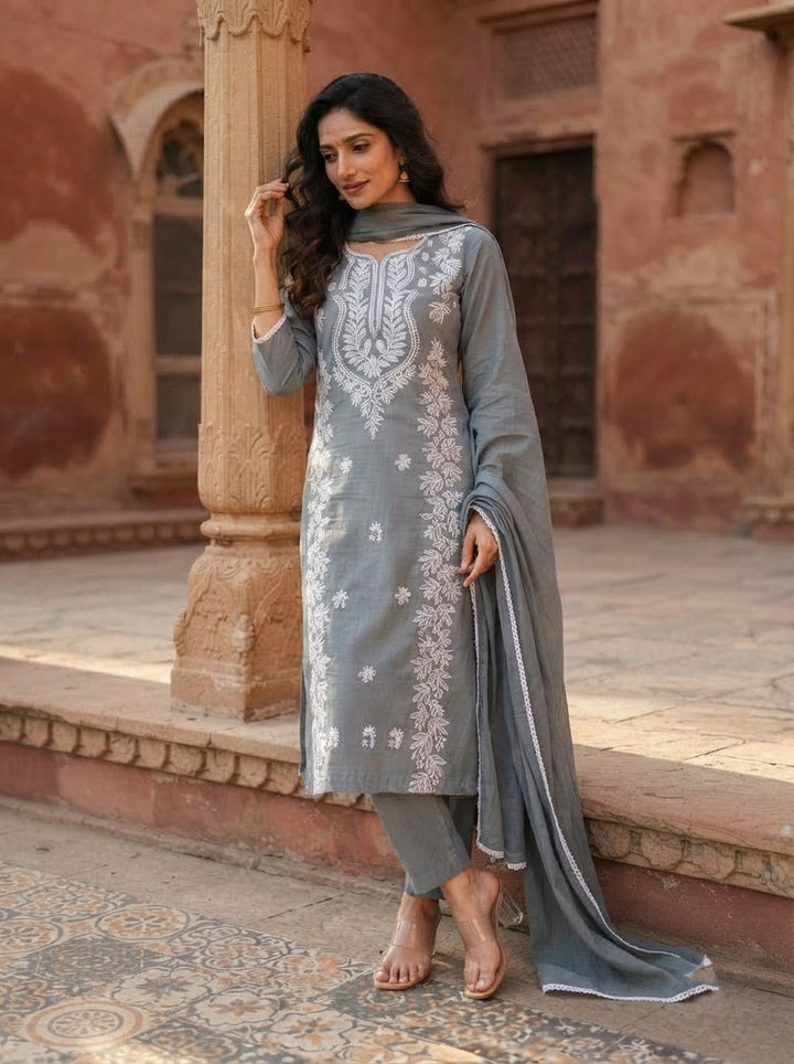 Calista Charm - Embroidered Cotton Kurti Set