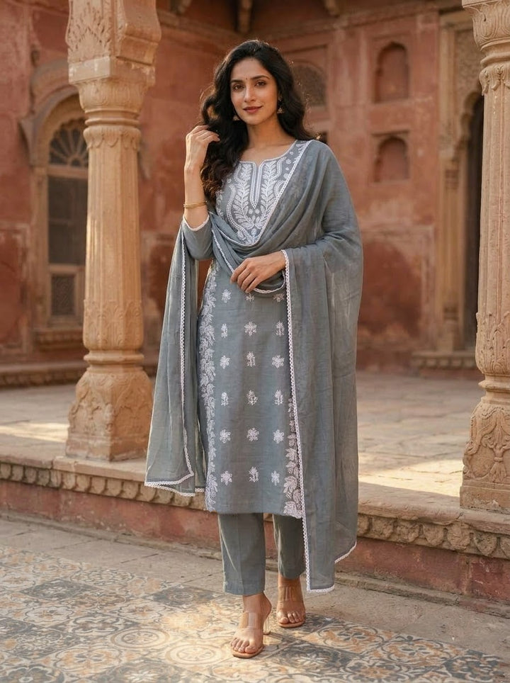 Calista Charm - Embroidered Cotton Kurti Set