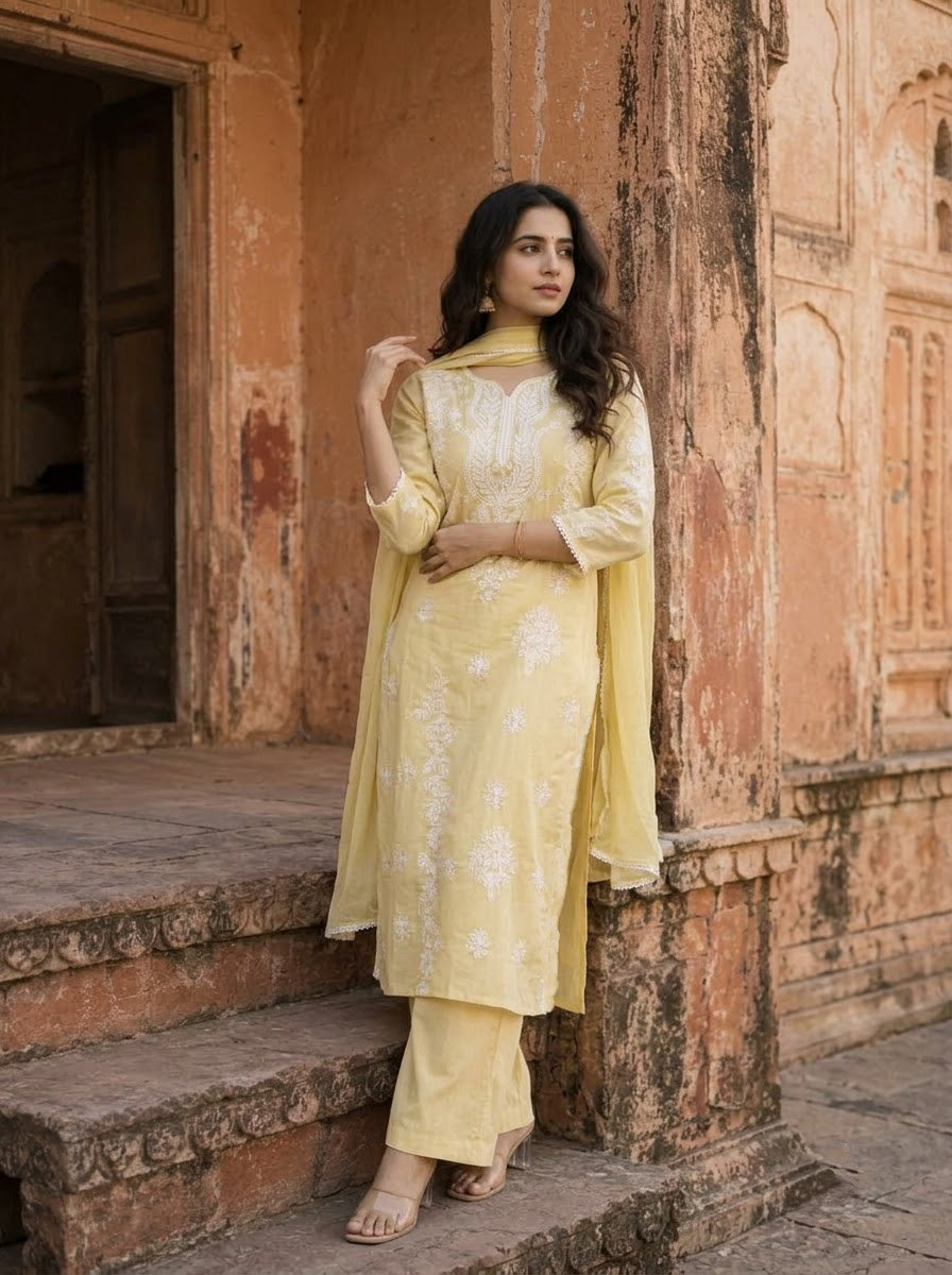 Calista Charm - Embroidered Cotton Kurti Set