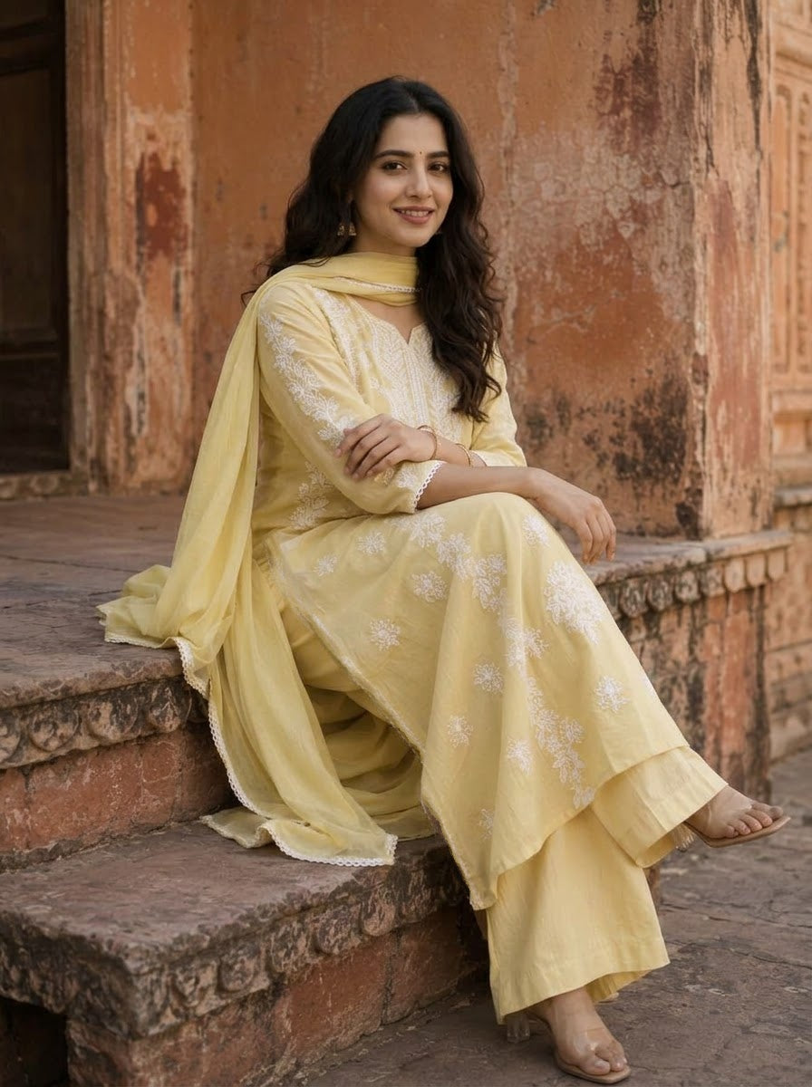 Calista Charm - Embroidered Cotton Kurti Set