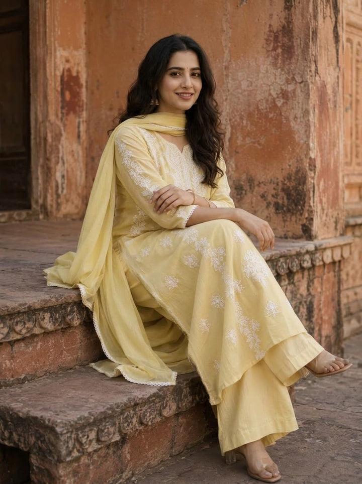 Calista Charm - Embroidered Cotton Kurti Set