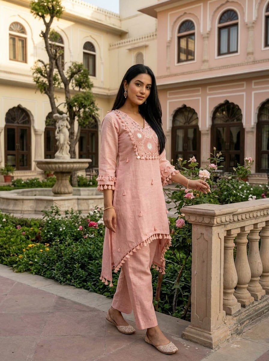 Amora Blush - Embroidered Co-ords Set