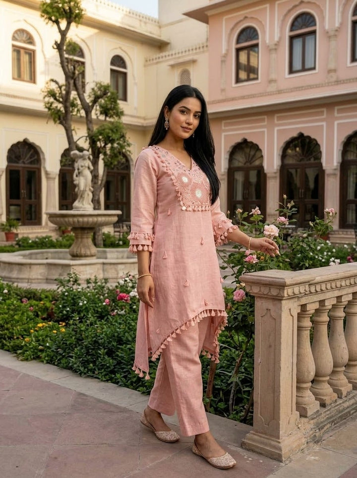 Amora Blush - Embroidered Co-ords Set