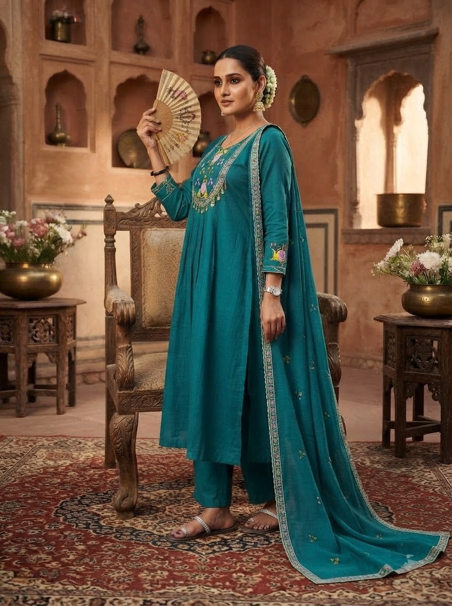 Evie Charm - 3 Piece Cotton Kurti Set