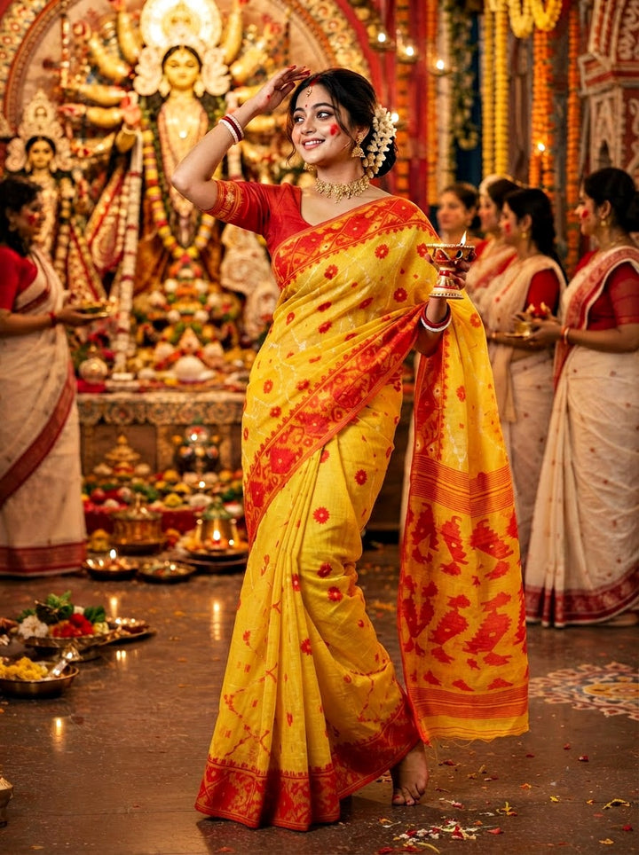 Kumudini | Karat Dhakai Jamdani Saree
