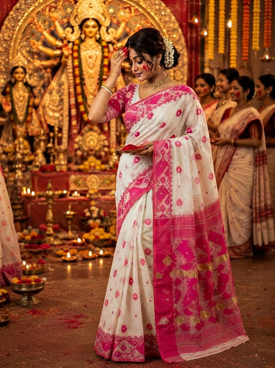 Kumudini | Karat Dhakai Jamdani Saree
