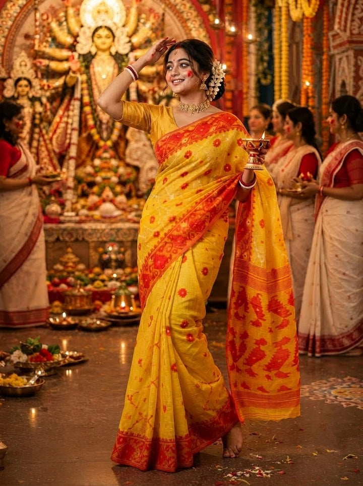Kumudini | Karat Dhakai Jamdani Saree